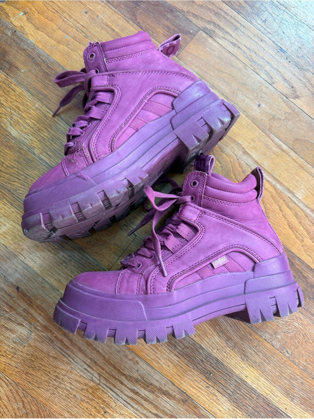 Buffalo Vegan Leather Pink Purple Platform Sneakers US 7.5